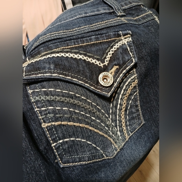 Cato Bootcut Jeans Size 16 Embroidered Back Flap Pockets Dark Wash Casual - Picture 5 of 6